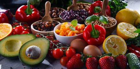 Assorted organic food products on the table