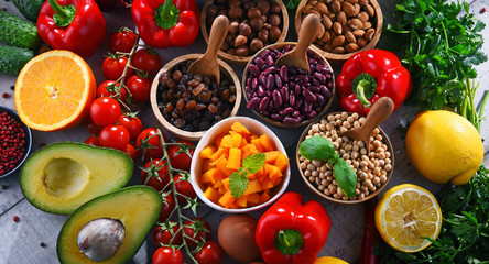 Assorted organic food products on the table