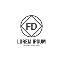 Initial FD logo template with modern frame. Minimalist FD letter logo vector illustration