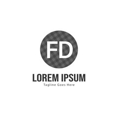 Initial FD logo template with modern frame. Minimalist FD letter logo vector illustration