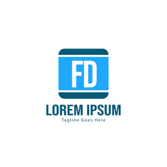 Initial FD logo template with modern frame. Minimalist FD letter logo vector illustration