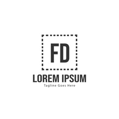 Initial FD logo template with modern frame. Minimalist FD letter logo vector illustration