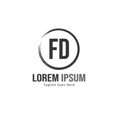 Initial FD logo template with modern frame. Minimalist FD letter logo vector illustration