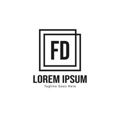 Initial FD logo template with modern frame. Minimalist FD letter logo vector illustration