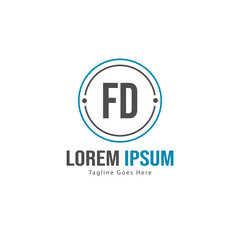 Obraz premium Initial FD logo template with modern frame. Minimalist FD letter logo vector illustration