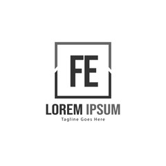 Initial FE logo template with modern frame. Minimalist FE letter logo vector illustration