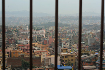 Fototapeta na wymiar Nepal, Kathmandu Many buildings in the foreground