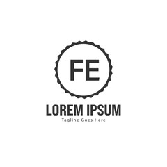 Initial FE logo template with modern frame. Minimalist FE letter logo vector illustration