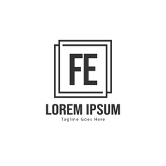 Initial FE logo template with modern frame. Minimalist FE letter logo vector illustration