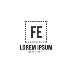 Initial FE logo template with modern frame. Minimalist FE letter logo vector illustration