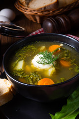 Rustikal Sorrel soup with potatoes and cream