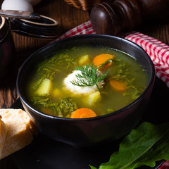 Rustikal Sorrel soup with potatoes and cream