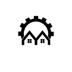 home cog machine service symbol decoration logo vector