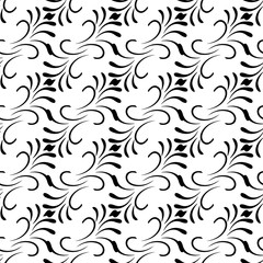 Abstract seamless pattern. Fashion graphic on white background design. Modern stylish abstract texture. Monochrome template for prints, textiles, wrapping, wallpaper, etc. Vector illustration.
