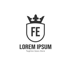 Initial FE logo template with modern frame. Minimalist FE letter logo vector illustration