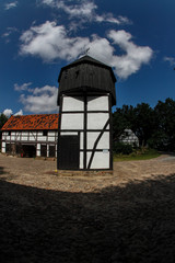 Farm with half-timbered houses in a museum