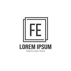 Initial FE logo template with modern frame. Minimalist FE letter logo vector illustration