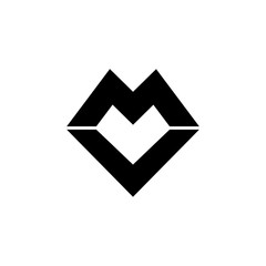 letter mv geometric line logo vector