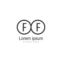 Initial FF logo template with modern frame. Minimalist FF letter logo vector illustration