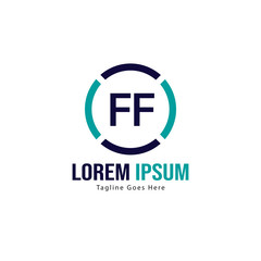 Obraz premium Initial FF logo template with modern frame. Minimalist FF letter logo vector illustration