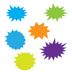 Starburst speech bubbles set. Bursting icon. Starburst isolated icons set