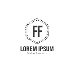 Initial FF logo template with modern frame. Minimalist FF letter logo vector illustration