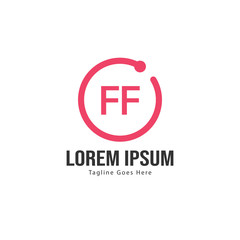 Initial FF logo template with modern frame. Minimalist FF letter logo vector illustration