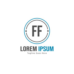 Initial FF logo template with modern frame. Minimalist FF letter logo vector illustration