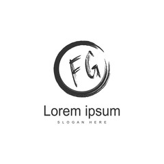 Initial FG logo template with modern frame. Minimalist FG letter logo vector illustration