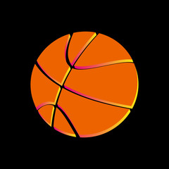 Obraz premium Basketball ball, orange on black background, 3d, vector