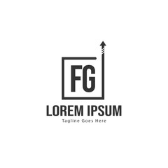 Initial FG logo template with modern frame. Minimalist FG letter logo vector illustration
