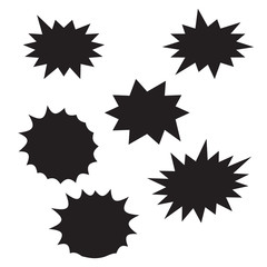 Vector Starburst set. Starburst explosion comic shapes. Speech boom bubble