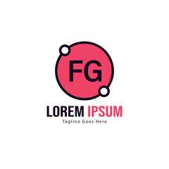 Initial FG logo template with modern frame. Minimalist FG letter logo vector illustration