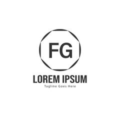 Initial FG logo template with modern frame. Minimalist FG letter logo vector illustration