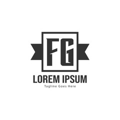 Initial FG logo template with modern frame. Minimalist FG letter logo vector illustration