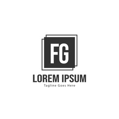Initial FG logo template with modern frame. Minimalist FG letter logo vector illustration