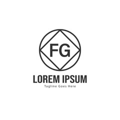 Initial FG logo template with modern frame. Minimalist FG letter logo vector illustration