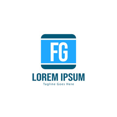 Initial FG logo template with modern frame. Minimalist FG letter logo vector illustration