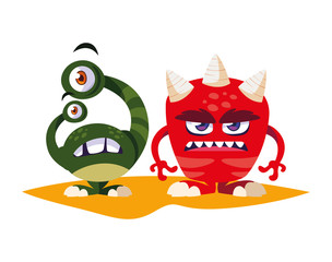 funny monsters comic characters colorful