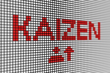 KAIZEN concept scoreboard blurred background 3d illustration