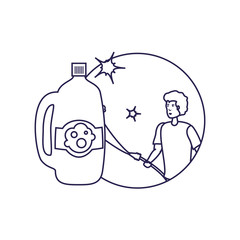 Isolated man cartoon and cleaning design