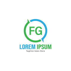 Initial FG logo template with modern frame. Minimalist FG letter logo vector illustration