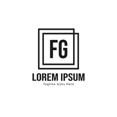 Initial FG logo template with modern frame. Minimalist FG letter logo vector illustration