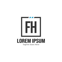 Initial FH logo template with modern frame. Minimalist FH letter logo vector illustration