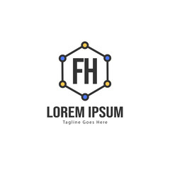Fototapeta premium Initial FH logo template with modern frame. Minimalist FH letter logo vector illustration