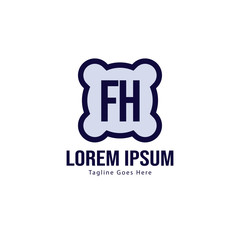 Initial FH logo template with modern frame. Minimalist FH letter logo vector illustration