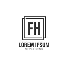 Initial FH logo template with modern frame. Minimalist FH letter logo vector illustration