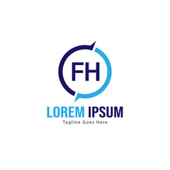 Obraz premium Initial FH logo template with modern frame. Minimalist FH letter logo vector illustration