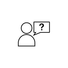 Vector Line drawing a person with a bubble and a question mark. Useful for support, customer service and internet queries. - Vector