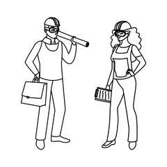 couple of builders constructors workers characters